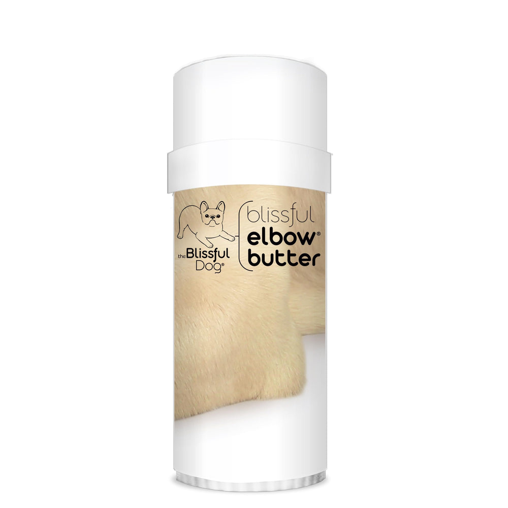 The Blissful Dog Elbow Butter tin showing smooth application for dry elbows
