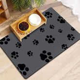 Blkjsgly 18x30 dog food mat with absorbent surface for quick drying.