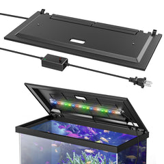 Blosail LED Aquarium Hood with light lid protects fish and reduces evaporation.