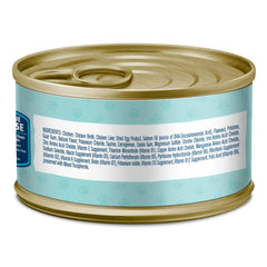 Blue Buffalo Baby BLUE kitten wet food grain-free formula supports active development.