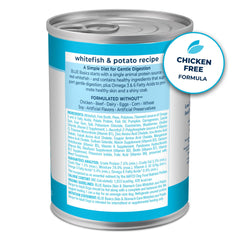 Blue Buffalo Basics grain-free wet dog food visual highlighting skin support
