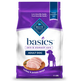 Blue Buffalo Basics turkey first ingredient in bag, supports lean muscle and flavor