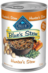 Blue Buffalo Blues Stew with duck chunks in gravy supports healthy energy for adult dogs.