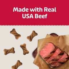 Blue Buffalo Bones mini beef biscuits bone-shaped form for dogs.