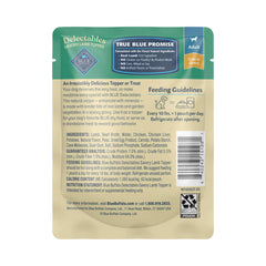 Blue Buffalo Delectables Lamb Dinner Topper showcases real lamb and garden vegetables.