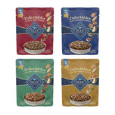 Blue Buffalo Delectables topper chicken pouch for easy topping on dry dog food.