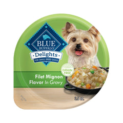 Blue Buffalo Divine Delights small breed filet mignon cup shows a tasty, portion-controlled serving.