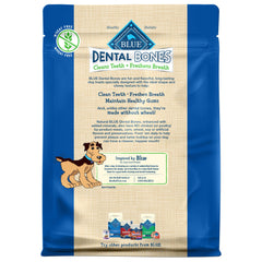 Blue Buffalo Dental Bones mini chew closeup showing long-lasting texture for dogs.