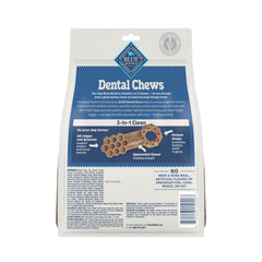 Blue Buffalo dental chews bag exterior highlights USA-made and natural ingredients.