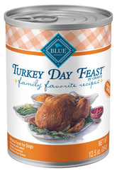 Blue Buffalo Family Favorites Turkey Day Feast can, 12.5 oz, convenient daily feeding.