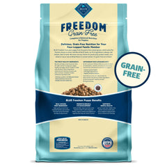 Blue Buffalo Freedom indoor cat food highlights digestion-friendly formula for adult cats.