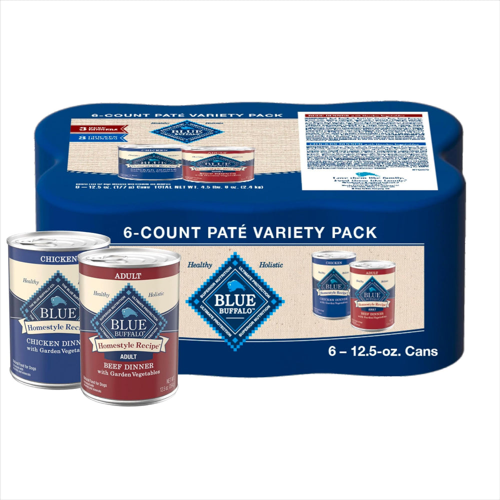 Blue Buffalo Homestyle Chicken Can showing real meat first for flavor.