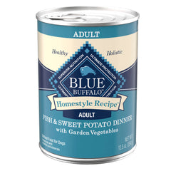Blue Buffalo Homestyle fish-first-ingredient highlights natural flavor dogs love.
