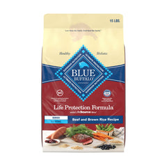 Blue Buffalo Life Protection Senior 7+ dry dog food bag supports senior vitality.