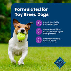 Blue Buffalo Life Protection Toy Breed bag back with feeding guidance