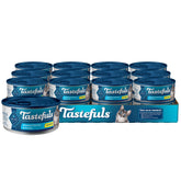 Blue Buffalo Tastefuls chicken entrée in gravy can highlights protein-rich chicken for muscle maintenance.