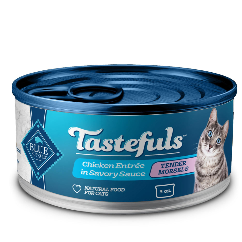 Blue Buffalo Tastefuls chicken morsels in gravy for cats.