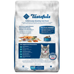 Indoor adult cat enjoys Tastefuls formula with real salmon and fiber