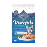 Blue Buffalo Tastefuls indoor cat bag showing ingredients for indoor cats