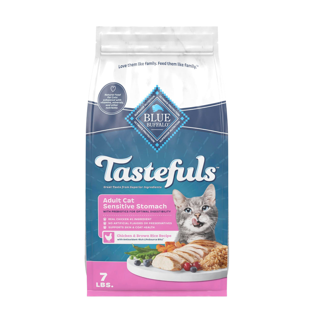 Blue Buffalo Tastefuls packaging showing chicken-first recipe for gentle digestion