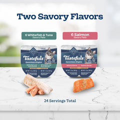 Twin-pack tray design keeps meals organized for daily feeding.