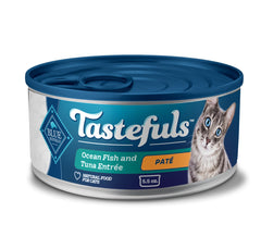 Blue Buffalo Tastefuls Ocean Fish & Tuna Entrée can, real fish first, tasty and hydration-friendly.