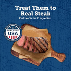 Close-up of tender beef texture on premium Grillers treats