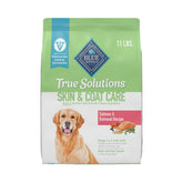 Blue Buffalo True Solutions bag highlighting real salmon first ingredient for healthy shine