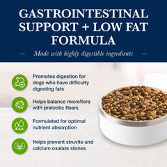 Blue Buffalo veterinary-prescribed dry dog food badge signals specialized digestive care.