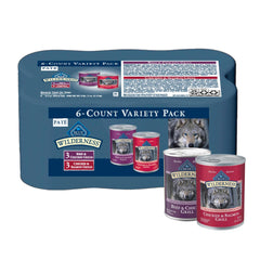 Blue Buffalo Wilderness beef and chicken wet food can β high-protein meal for active dogs.