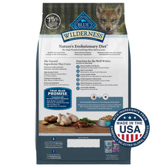 Blue Buffalo Wilderness Puppy kibble close-up showing crunchy texture for mealtime appeal.