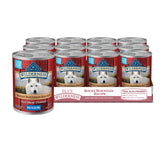 Blue Buffalo Wilderness Rocky Mountain red meat can supports high-protein nutrition for active senior dogs.