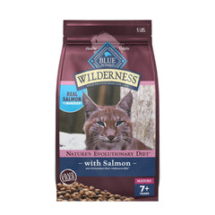 Blue Buffalo Wilderness salmon first ingredient showing protein-forward nutrition for mature cats