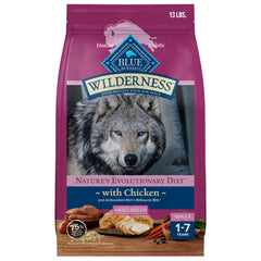 Blue Buffalo Wilderness small-breed kibble with real chicken first ingredient for active dogs