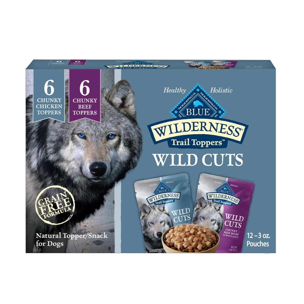 Blue Buffalo Wilderness Trail Toppers wild cuts chicken bites packshot highlights high-protein flavor