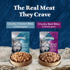 Blue Buffalo Wilderness Trail Toppers chicken bites pouch-open shot for easy serving