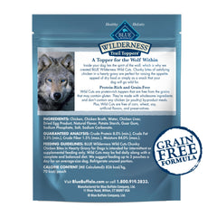 Blue Buffalo Wilderness Trail Toppers Wild Cuts Chicken Bites served over dry kibble