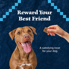 Blue Buffalo Wilderness Trail Treats grain-free label on packaging.