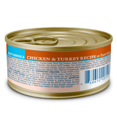 Blue Buffalo Wilderness Meaty Morsels can showing chicken-turkey chunks in gravy