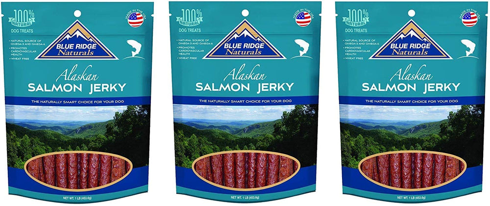 Blue Ridge Naturals salmon jerky oven-baked 1 lb pack for dogs
