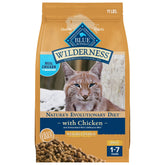 Blue Wilderness high-protein chicken kibble for adult cats, showing protein-rich formula