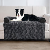 blunique calming large dog bed on couch cover highlights luxurious faux fur for cozy naps