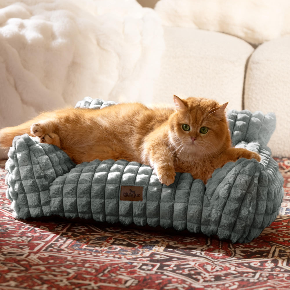 Blunique Cute Cat Couch Bed with faux fur for cozy lounging.