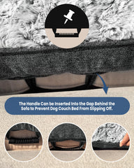 blunique non-slip base keeps dog bed steady on furniture.