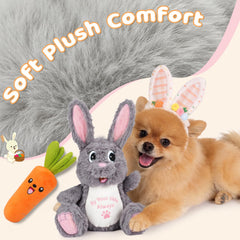 BluPup Bunny soft plush face, cozy cuddle during quiet afternoons.