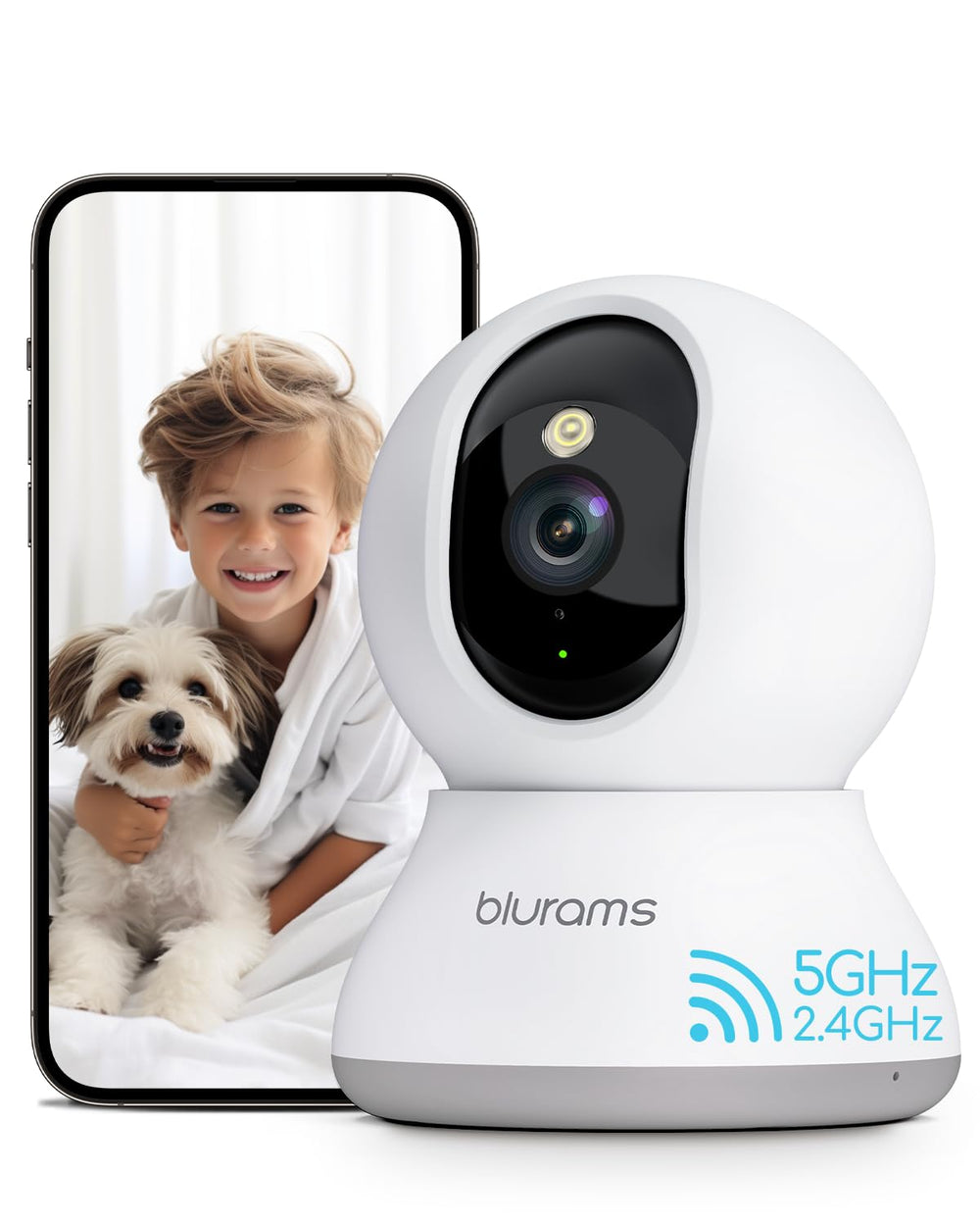 Blurams Pet Camera 2K with 360° coverage for full room monitoring.