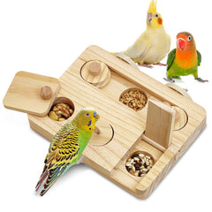 BNOSDM wooden bird-foraging-toy promotes natural enrichment in the cage.