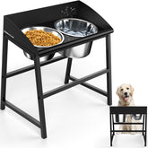 Bobbie Laxi elevated stand demonstrates quick assembly for mess-free meals.