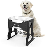 Bobbie & Laxi elevated dog water bowl with stand for easy access.