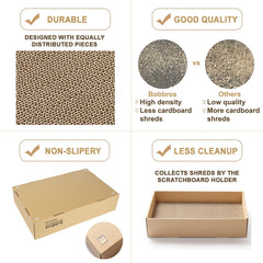 BobBros 5-pack XL cat scratcher side view highlights thick corrugated cardboard for satisfying scratches